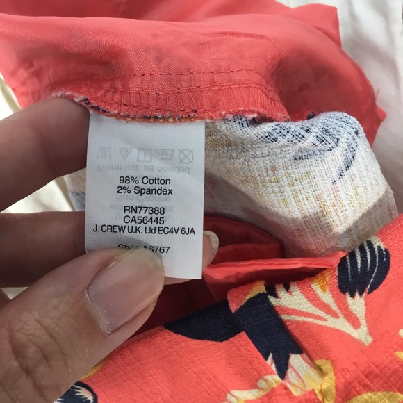 J. Crew Hawaiian Floral Peach Blue Shorts W/Trim - Picture 8 of 13